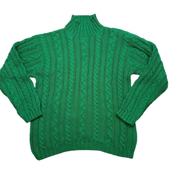 RARE Vintage Ralph Lauren Country Brand Men’s Green Cable Knit Sweater Large